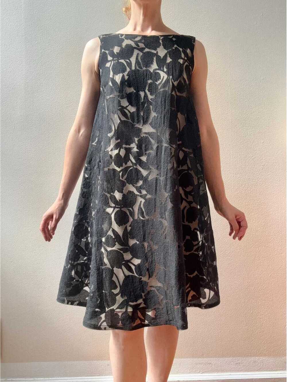 Vintage 1960s Black Lace Illusion Cocktail Dress